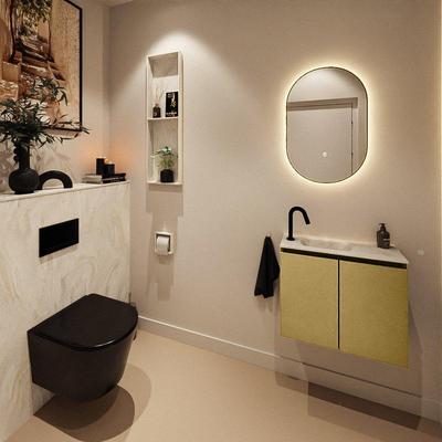 MONDIAZ TURE-DLUX 60cm toiletmeubel Oro. EDEN wastafel Ostra positie links. Met 1 kraangat.