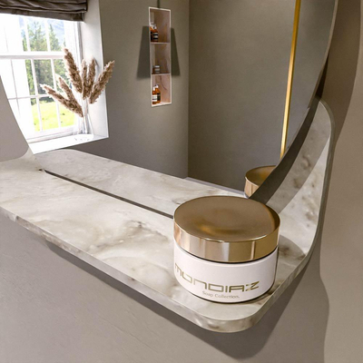 Mondiaz SPOT Badkamerspiegel - rond 40cm - spiegelplanchet - kleur Frappe