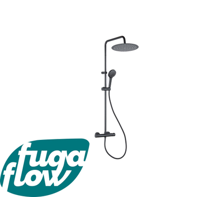 FugaFlow Efficiente Sobrado regendouche met thermostaat hoofddouche 30cm handdouche 3 standen zwart 110cm