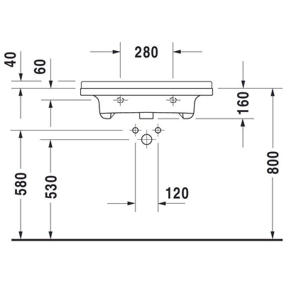 Duravit Starck 3 wastafel 70x54,5cm 1 kraangat overloop wit