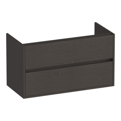 BRAUER Adore wastafelonderkast - 100x46x55cm - 2 softclose lades - greeploos - 1 sifon uitsparing - Timber Anthracite