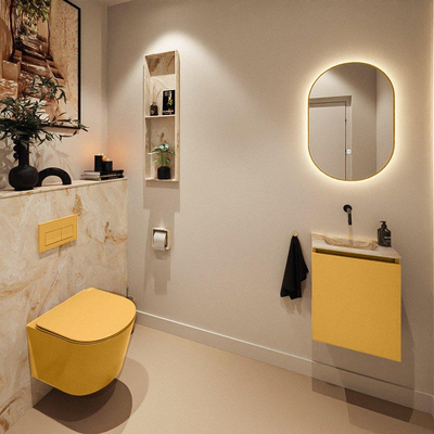 MONDIAZ TURE-DLUX 40cm toiletmeubel Ocher. EDEN wastafel Frappe positie midden. Zonder kraangat.