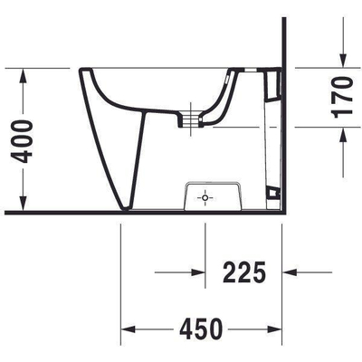 Duravit HappyD 2 staand bidet back to wall 36.5x57cm met overloop met kraangat met wondergliss wit