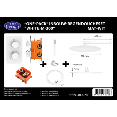 Best Design One Pack inbouw regendoucheset White M 300 mat wit