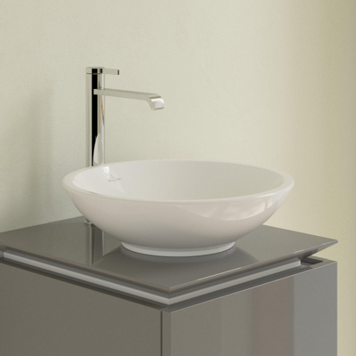 Villeroy & Boch Loop en Friends opzetwastafel met plug met keramische afdekking O43cm met overloop wit