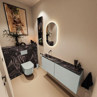 MONDIAZ TURE-DLUX 120cm toiletmeubel Greey. EDEN wastafel Lava positie links. Zonder kraangat.