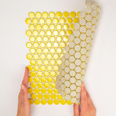 The Mosaic Factory Venice mozaïektegel - 31.5x29.4cm - wandtegel - Rond - Porselein Yellow glans