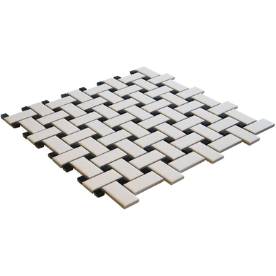 The Mosaic Factory Paris mozaïektegel - 30x30cm - wand en vloertegel - Rechthoek - Porselein White and Black Mat