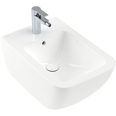 Villeroy en Boch Venticello wandbidet met 1 kraangat 37.5x56cm met overloop wit