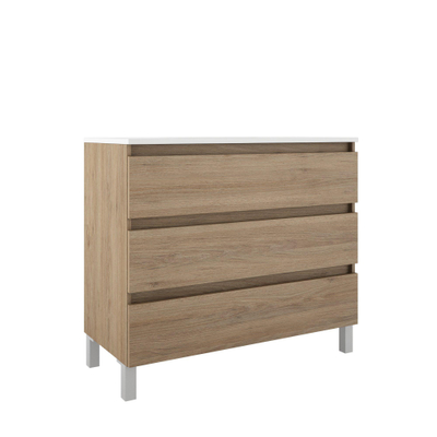 Adema Chaci PLUS Wastafelonderkast - 100x86x46cm - 3 lades - Geintegreerde greep - MFC - kaneel (hout)