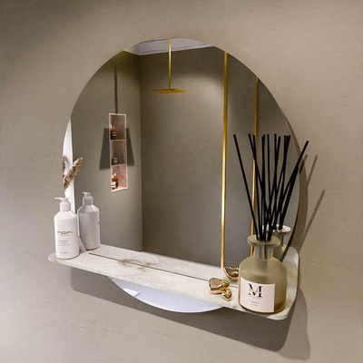 Mondiaz SPOT Badkamerspiegel - rond 70cm - spiegelplanchet - kleur Frappe