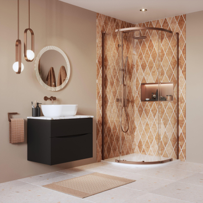 Crosswater Asura Kwartronde Douchedeur - 8mm - 90x90cm - geborsteld brons