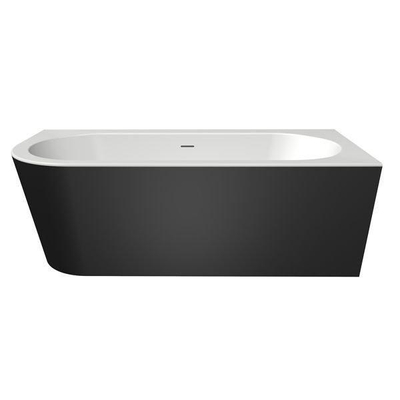 Xenz Charley XS Hoekbad - hoekopstelling rechts - 165x75cm - overloop - waste inox - bicolor wit/ebony