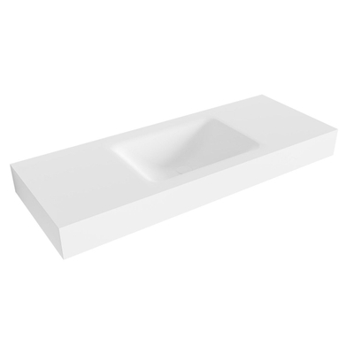 Mondiaz CLOUD Talc Vrijhangende wastafel - 120cm - wasbak midden - rand 12cm - Solid surface Talc