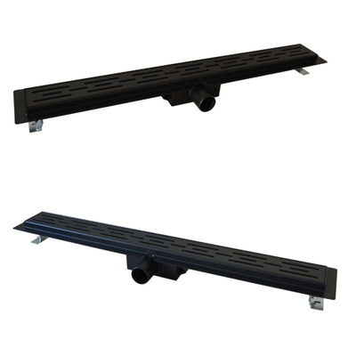 Wiesbaden douchegoot met flens en rooster 90 x 7 cm mat zwart