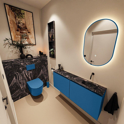 MONDIAZ TURE-DLUX 120cm toiletmeubel Jeans. EDEN wastafel Lava positie rechts. Zonder kraangat.