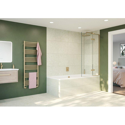 Crosswater Optix 10 Badwand - 90x150cm - 2-delig - rechts - 180graden - geborsteld messing