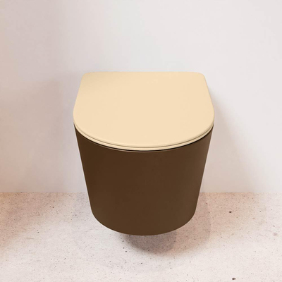 MONDIAZ LAVIE wandclosetpack - 36x53cm - diepspoel - rimless - Rust (bruin) - softclose - quick-release - toiletzitting - Sand (beige)