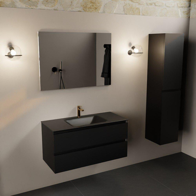 Mondiaz Aivy badmeubelset - 100x45x50cm - 1 kraangat - 1 wasbak urban Solid surface - Midden - 2 lades - Zonder spiegel - MDF Urban