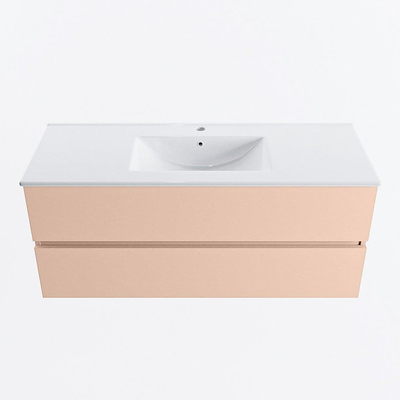 MONDIAZ VICA Badkamermeubelset - 120cm - onderkast rosee- 2 lades - wastafel denia midden - 1 kraangat - 60cm hoge versie - wit glans