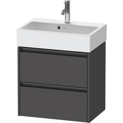 Duravit Ketho 2 Wastafelonderkast - 2 laden - 58.4x39x54.9cm - grepen antraciet - grafiet mat