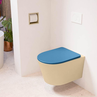 MONDIAZ LAVIE wandclosetpack - 36x53cm - diepspoel - rimless - Sand (beige) - softclose - quick-release - toiletzitting - Jeans (blauw)