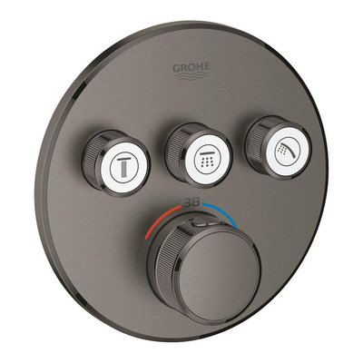 GROHE Grohtherm SmartControl inbouwkraan thermostatisch met omstel voor 3 functies rond hard graphite geborsteld