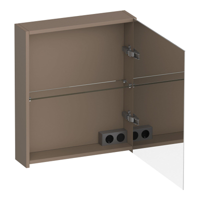 BRAUER Impress spiegelkast - 60x70x15cm - zonder verlichting - met 1 rechtsdraaiende dubbelzijdige spiegeldeur - mat mokka
