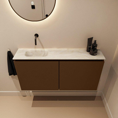 MONDIAZ TURE-DLUX 100cm toiletmeubel Rust. EDEN wastafel Ostra positie links. Zonder kraangat.
