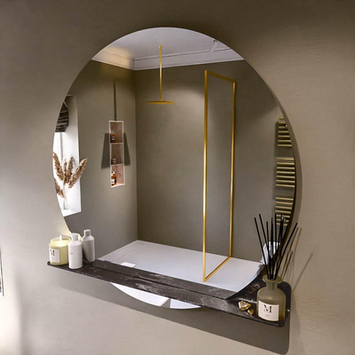 Mondiaz SPOT Badkamerspiegel - rond 120cm - spiegelplanchet - kleur Lava