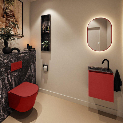 MONDIAZ TURE-DLUX 40cm toiletmeubel Fire. EDEN wastafel Lava positie links. Met 1 kraangat.