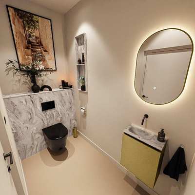 MONDIAZ TURE-DLUX 40cm toiletmeubel Oro. EDEN wastafel Glace positie links. Zonder kraangat.