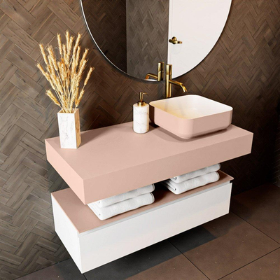 Mondiaz TOP 51 Vrijhangend Topblad - 100x51x12cm - geschikt voor waskom - Solid surface - Rosee