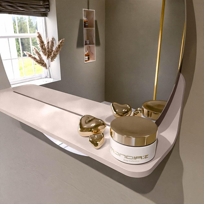 Mondiaz SPOT Badkamerspiegel - rond 50cm - spiegelplanchet - kleur Rosee