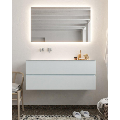 MONDIAZ VICA Badkamermeubelset - 120cm - 2 lades - wasbak Cloud links - 0 kraangaten - solid surface clay