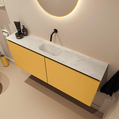 MONDIAZ TURE-DLUX 120cm toiletmeubel Ocher. EDEN wastafel Opalo positie midden. Zonder kraangat.