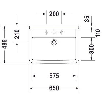 Duravit Philippe Starck 3 wastafel 65x48cm Wondergliss wit