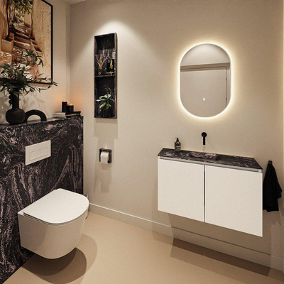 MONDIAZ TURE-DLUX 80cm toiletmeubel Talc. EDEN wastafel Lava positie midden. Zonder kraangat.