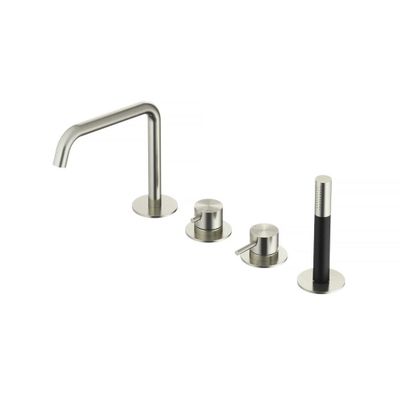 Hotbath Archie Badrandcombinatie éénhendel mengkraan met uitloop en 2-weg omstel IX RVS316