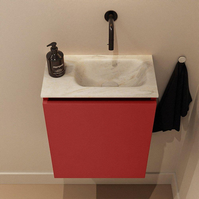 MONDIAZ TURE-DLUX 40cm toiletmeubel Fire. EDEN wastafel Ostra positie rechts. Zonder kraangat.