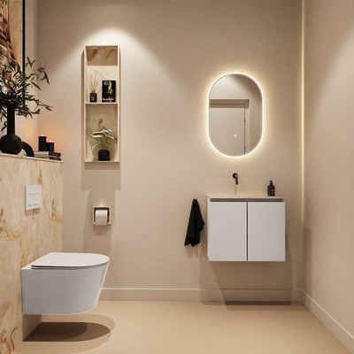 MONDIAZ TURE-DLUX 60cm toiletmeubel Linen. EDEN wastafel Frappe positie links. Zonder kraangat.
