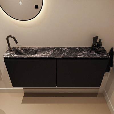 MONDIAZ TURE-DLUX 120cm toiletmeubel Urban. EDEN wastafel Lava positie links. Met 1 kraangat.