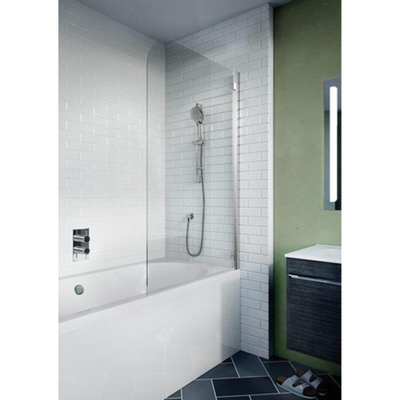 Crosswater Kai badwand 70x138cm 1 wand 6mm helder veiligheidsglas draaibaar aluminium zilver