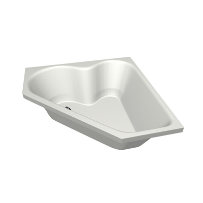 Xenz Cyprus hoekbad - 145x145cm - met overloop - zonder afvoer - Hoekopstelling links of rechts - Acryl Edelweiss mat