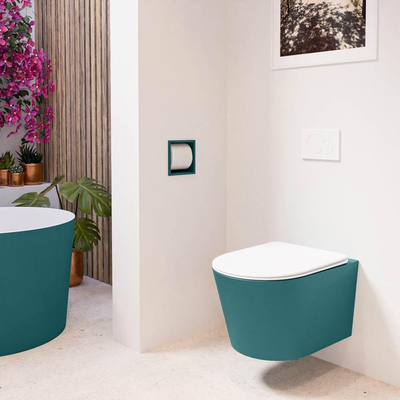 MONDIAZ LAVIE wandclosetpack - 36x53cm - diepspoel - rimless - Smag (blauw) - softclose - quick-release - toiletzitting - Talc (offwhite)