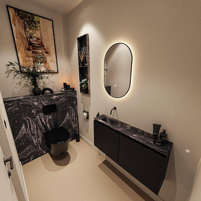 MONDIAZ TURE-DLUX 100cm toiletmeubel Urban. EDEN wastafel Lava positie links. Zonder kraangat.
