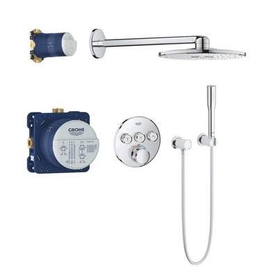 GROHE Grohtherm SmartControl Regendoucheset Inbouw - hoofddouche rond 31cm - 2 functies - staafhanddouche 1 stand - chroom