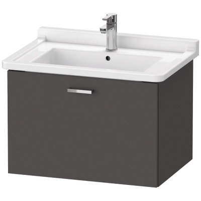 Duravit XBase Wastafelonderkast 65x46.8x44.8cm 1 lade Standaard greep met softclose spaanplaat Grafiet Mat