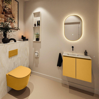 MONDIAZ TURE-DLUX 60cm toiletmeubel Ocher. EDEN wastafel Ostra positie links. Zonder kraangat.