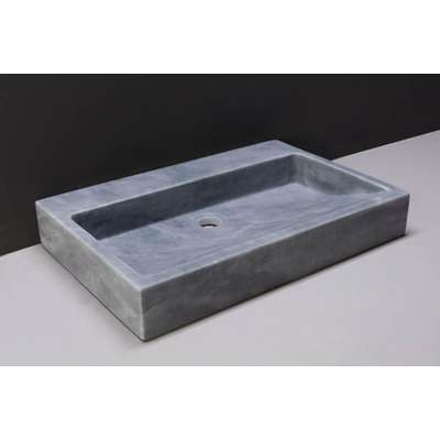 Forzalaqua Palermo wastafel 80.5x51.5x9cm Rechthoek 1 kraangat Natuursteen Cloudy marmer gezoet